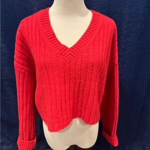 Urban Outfitters Vibrant Red V-Neck Sweater